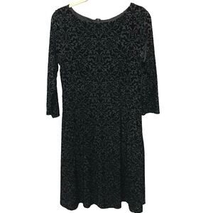 Talbots Velvety Embossed Midi Dress Sz Medium Classic Stretchy Elegant